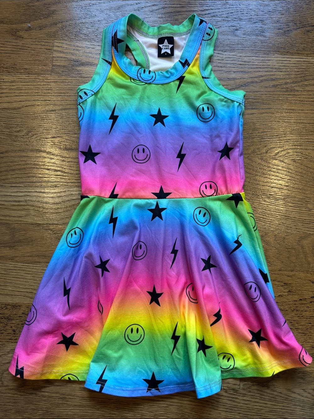 Pixielane Girls' Rainbow Tie-Dye Casual Dress 4T NWOT